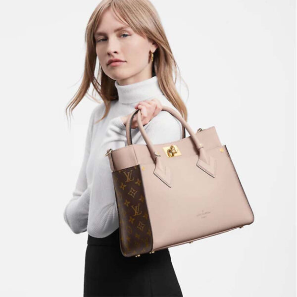 Louis Vuitton LV Women On My Side MM Tote Greige Calfskin Monogram Canvas - Image 12