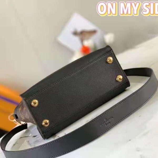 Louis Vuitton LV Women On My Side PM Handbag Black Monogram Coated Canvas Calf - Image 6