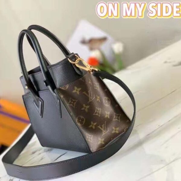 Louis Vuitton LV Women On My Side PM Handbag Black Monogram Coated Canvas Calf - Image 5