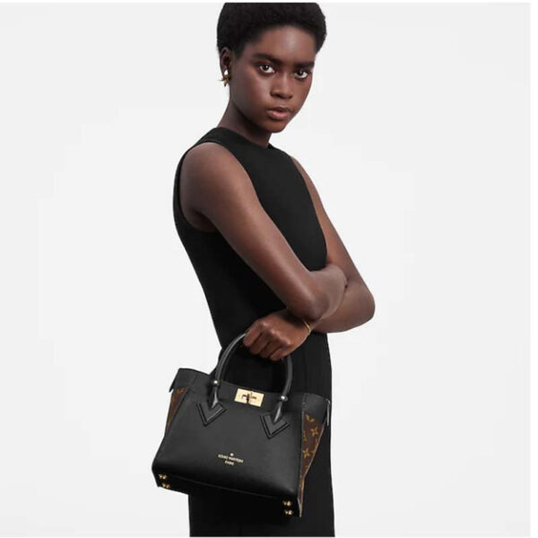 Louis Vuitton LV Women On My Side PM Handbag Black Monogram Coated Canvas Calf - Image 12