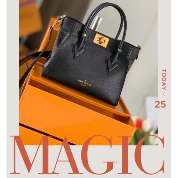 Louis Vuitton LV Women On My Side PM Handbag Black Monogram Coated Canvas Calf - Image 2