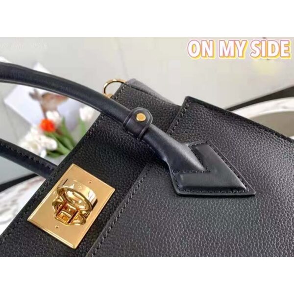 Louis Vuitton LV Women On My Side PM Handbag Black Monogram Coated Canvas Calf - Image 8