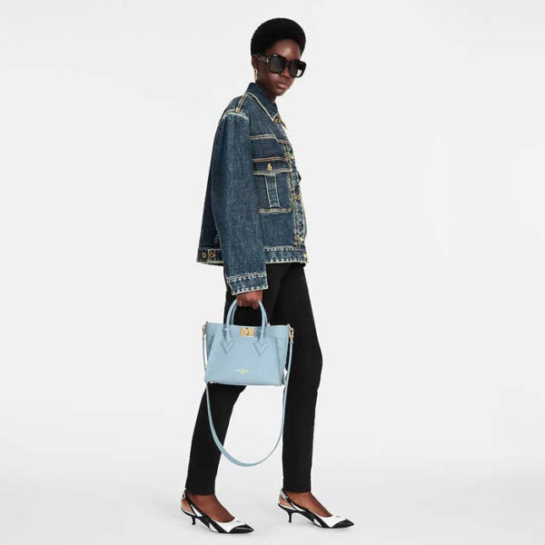 Louis Vuitton LV Women On My Side PM Handbag Bleu Nuage Blue Perforated Calf Leather - Image 12