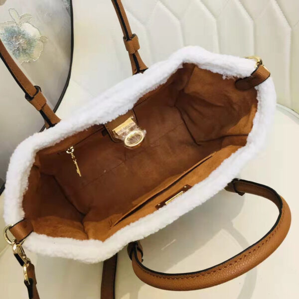 Louis Vuitton LV Women On My Side PM Handbag Caramel Shearling Grained Calf - Image 9