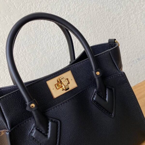 Louis Vuitton LV Women On My Side PM Tote Bag Black Monogram Coated Canvas Calf Leather - Image 3