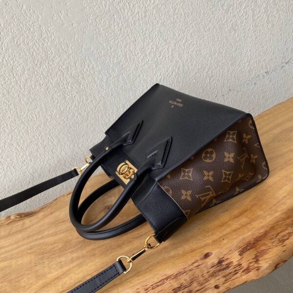Louis Vuitton LV Women On My Side PM Tote Bag Black Monogram Coated Canvas Calf Leather - Image 7