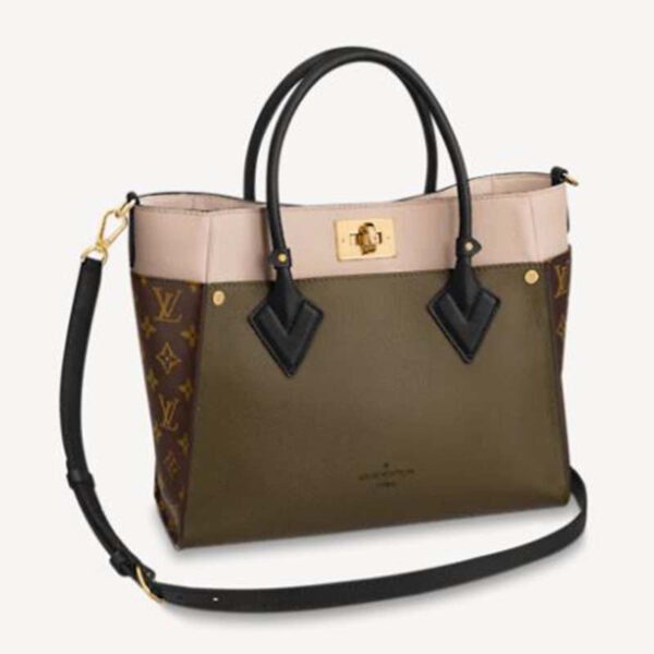 Louis Vuitton LV Women On My Side Tote Bag Small-Grained Calfskin Monogram Canvas