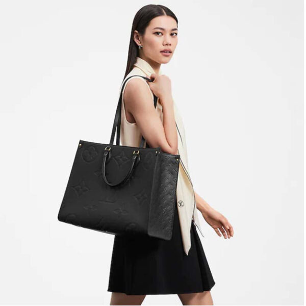 Louis Vuitton LV Women OnTheGO GM Tote Bag Black Monogram Embossed Leather - Image 11
