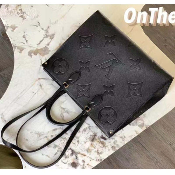 Louis Vuitton LV Women OnTheGO GM Tote Bag Black Monogram Embossed Leather - Image 4