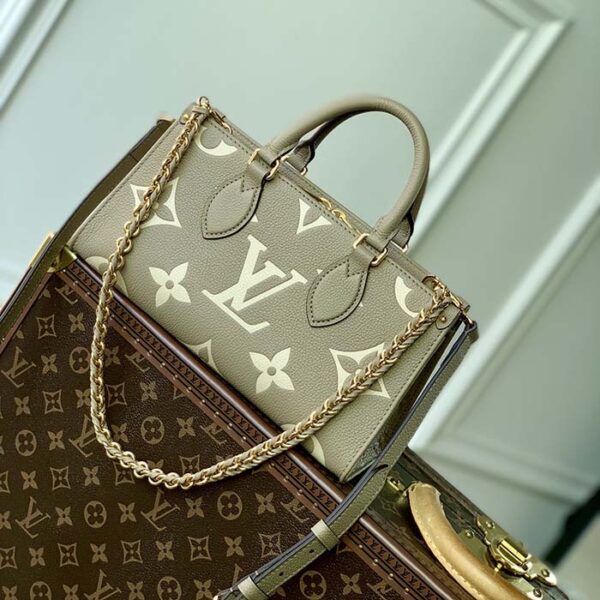 Louis Vuitton LV Women OnTheGo East West Dove Cream Embossed Grained Cowhide Leather - Image 3