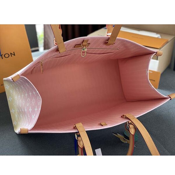 Louis Vuitton LV Women OnTheGo GM Tote Bag Pink Monogram Giant Coated Canvas Raffia - Image 6