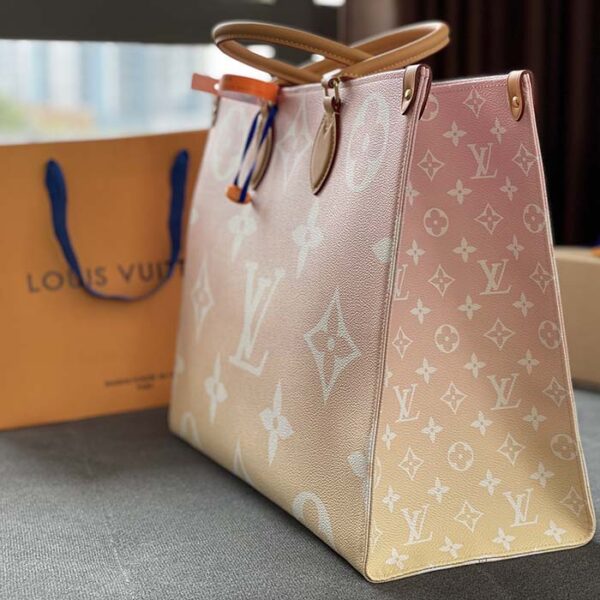 Louis Vuitton LV Women OnTheGo GM Tote Bag Pink Monogram Giant Coated Canvas Raffia - Image 5