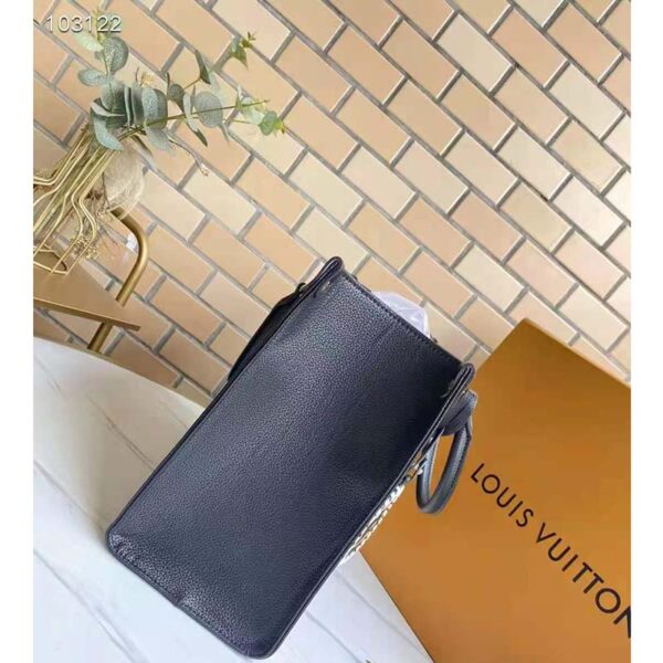 Louis Vuitton LV Women OnTheGo MM Black Beige Embossed Grained Cowhide Leather - Image 5