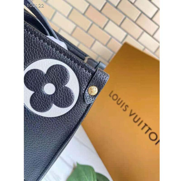 Louis Vuitton LV Women OnTheGo MM Black Beige Embossed Grained Cowhide Leather - Image 9