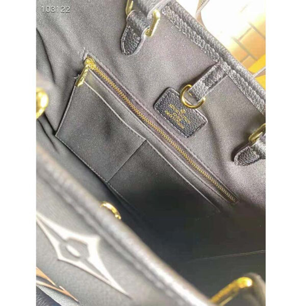 Louis Vuitton LV Women OnTheGo MM Black Beige Embossed Grained Cowhide Leather - Image 10