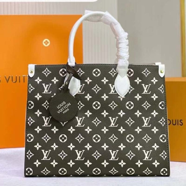 Louis Vuitton LV Women OnTheGo MM Tote Bag Green Printed Embossed Grained Cowhide - Image 2