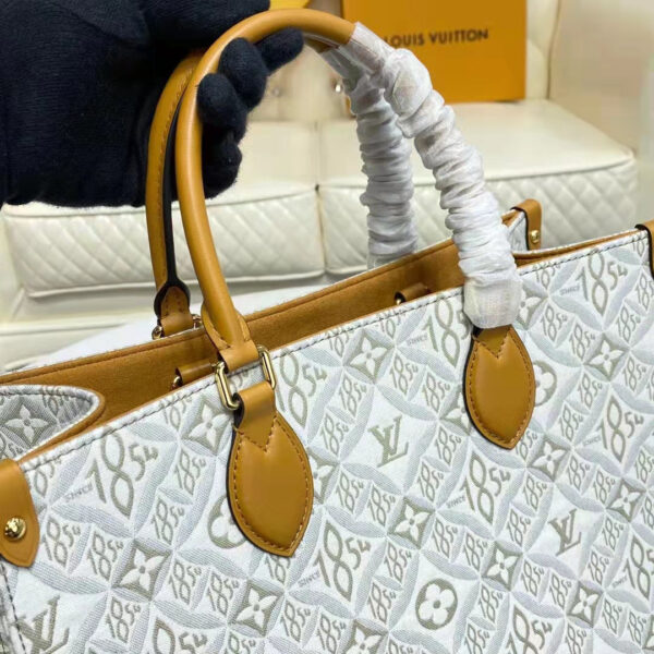 Louis Vuitton LV Women OnTheGo MM Tote Bag Since 1854 Jacquard Cowhide Leather - Image 7