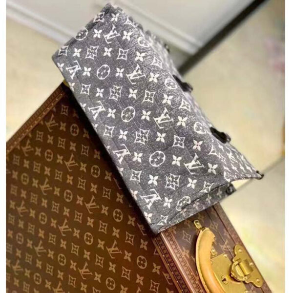 Louis Vuitton LV Women OnTheGo MM Tote Gray Denim Textile Jacquard - Image 7