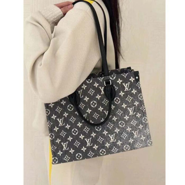 Louis Vuitton LV Women OnTheGo MM Tote Gray Denim Textile Jacquard - Image 16