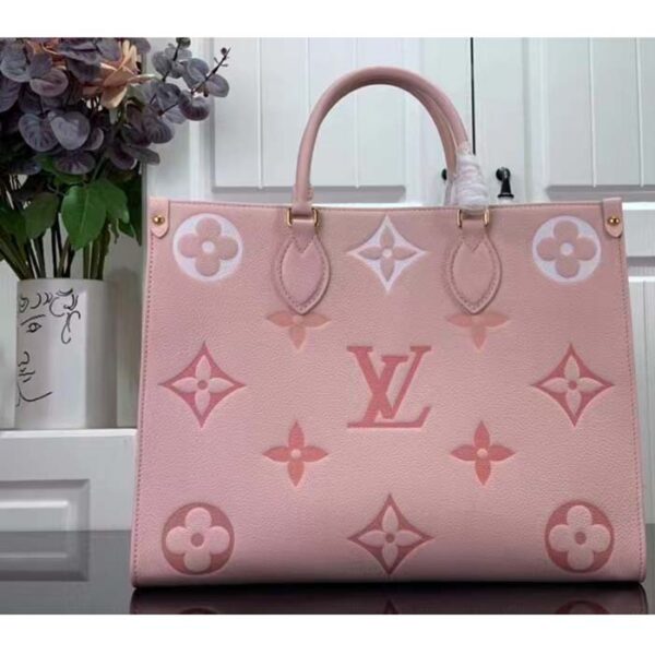 Louis Vuitton LV Women OnTheGo MM Gradient Pink Monogram Empreinte Embossed Cowhide Leather - Image 2