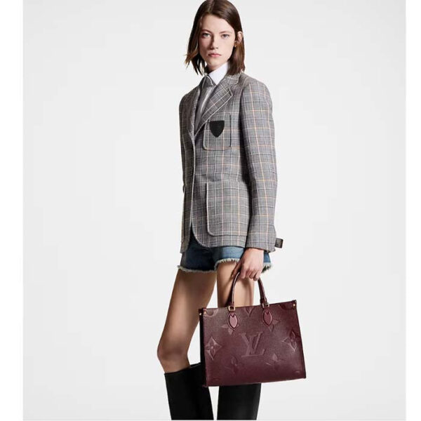 Louis Vuitton LV Women OnTheGo MM Wine Red Monogram Empreinte Embossed Grained Cowhide Leather - Image 12