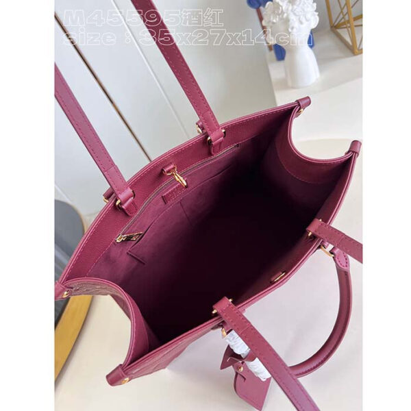 Louis Vuitton LV Women OnTheGo MM Wine Red Monogram Empreinte Embossed Grained Cowhide Leather - Image 6