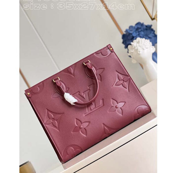 Louis Vuitton LV Women OnTheGo MM Wine Red Monogram Empreinte Embossed Grained Cowhide Leather - Image 4