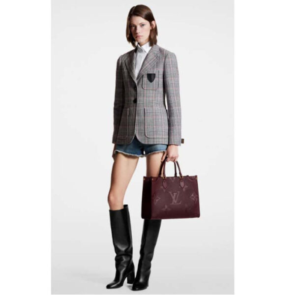 Louis Vuitton LV Women OnTheGo MM Wine Red Monogram Empreinte Embossed Grained Cowhide Leather - Image 11