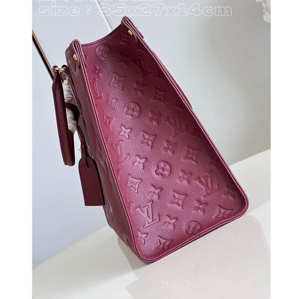 Louis Vuitton LV Women OnTheGo MM Wine Red Monogram Empreinte Embossed Grained Cowhide Leather - Image 7
