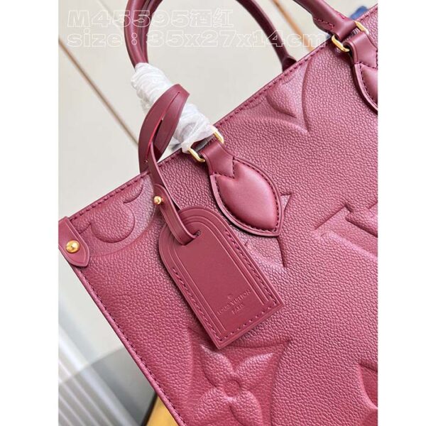 Louis Vuitton LV Women OnTheGo MM Wine Red Monogram Empreinte Embossed Grained Cowhide Leather - Image 8