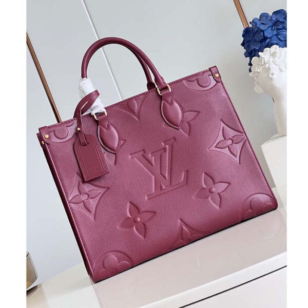 Louis Vuitton LV Women OnTheGo MM Wine Red Monogram Empreinte Embossed Grained Cowhide Leather - Image 3