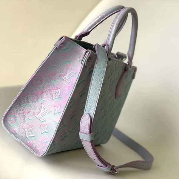 Louis Vuitton LV Women OnTheGo PM Tote Bag Purple Sprayed Embossed Grained Cowhide - Image 4