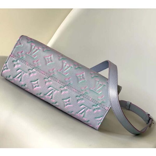 Louis Vuitton LV Women OnTheGo PM Tote Bag Purple Sprayed Embossed Grained Cowhide - Image 5