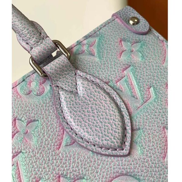 Louis Vuitton LV Women OnTheGo PM Tote Bag Purple Sprayed Embossed Grained Cowhide - Image 9