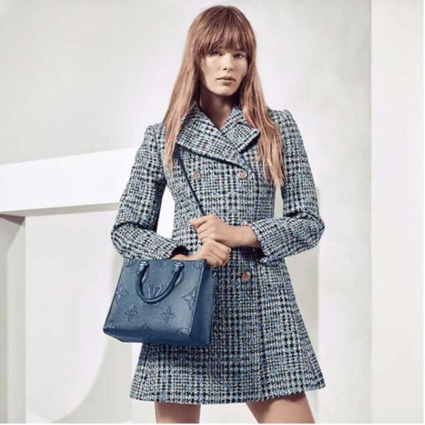Louis Vuitton LV Women OnTheGo PM Tote Navy Nacre Embossed Grained Cowhide Leather - Image 6