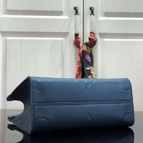 Louis Vuitton LV Women OnTheGo PM Tote Navy Nacre Embossed Grained Cowhide Leather - Image 4