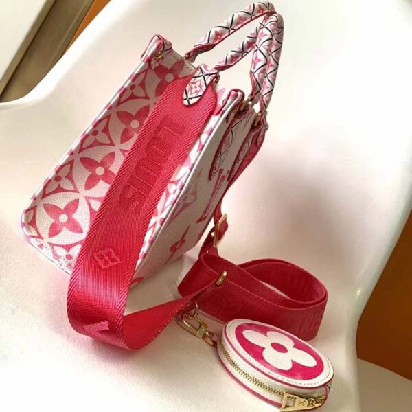 Louis Vuitton LV Women Onthego PM Pink Monogram Coated Canvas Textile Lining - Image 4