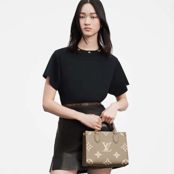 Louis Vuitton LV Women Onthego PM Tote Beige Embossed Grained Cowhide Leather - Image 13