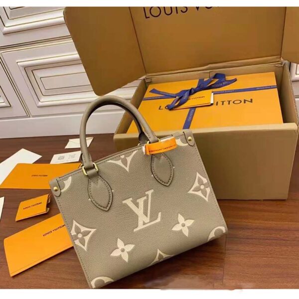 Louis Vuitton LV Women Onthego PM Tote Beige Embossed Grained Cowhide Leather - Image 3