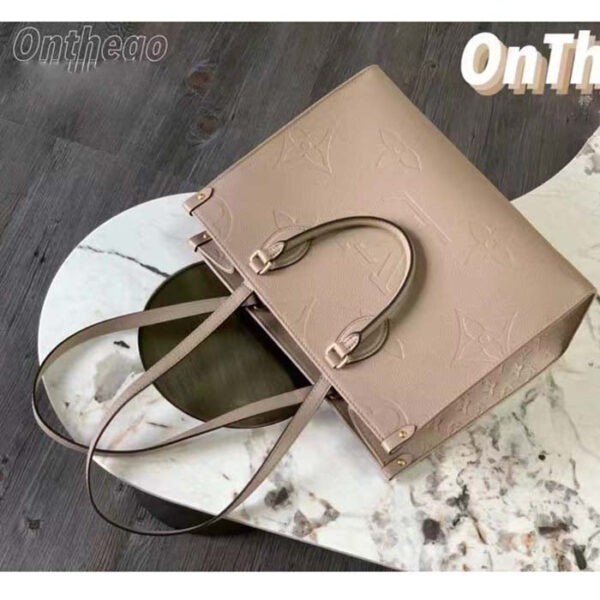 Louis Vuitton LV Women Onthego PM Tote Crème Beige Embossed Grained Cowhide Leather - Image 6