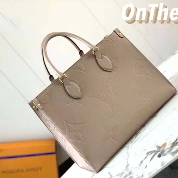 Louis Vuitton LV Women Onthego PM Tote Crème Beige Embossed Grained Cowhide Leather - Image 3