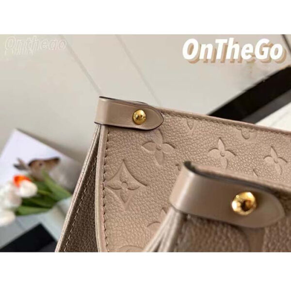 Louis Vuitton LV Women Onthego PM Tote Crème Beige Embossed Grained Cowhide Leather - Image 9