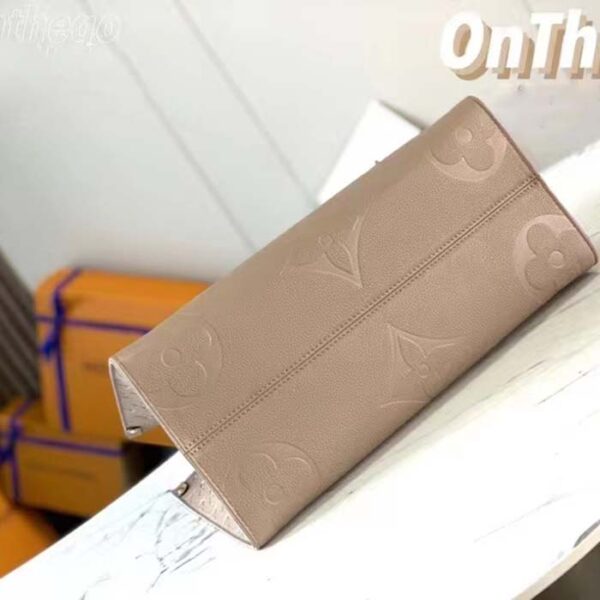 Louis Vuitton LV Women Onthego PM Tote Crème Beige Embossed Grained Cowhide Leather - Image 7