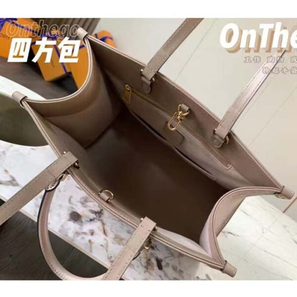 Louis Vuitton LV Women Onthego PM Tote Crème Beige Embossed Grained Cowhide Leather - Image 8