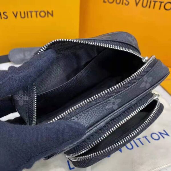 Louis Vuitton LV Women Outdoor Pouch Taigarama Noir Black Coated Canvas Cowhide Leather - Image 10