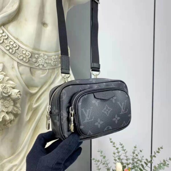 Louis Vuitton LV Women Outdoor Pouch Taigarama Noir Black Coated Canvas Cowhide Leather - Image 7
