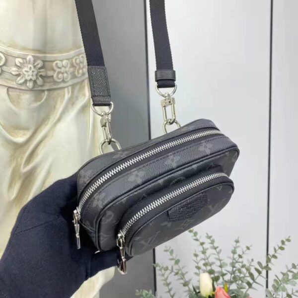Louis Vuitton LV Women Outdoor Pouch Taigarama Noir Black Coated Canvas Cowhide Leather - Image 8