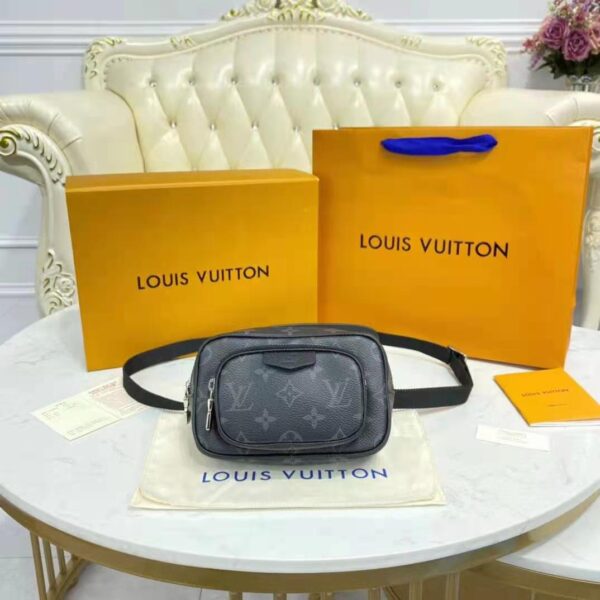 Louis Vuitton LV Women Outdoor Pouch Taigarama Noir Black Coated Canvas Cowhide Leather - Image 2