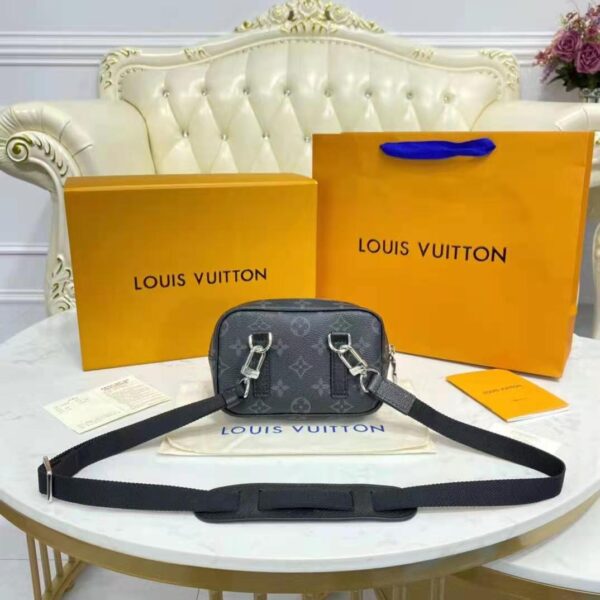 Louis Vuitton LV Women Outdoor Pouch Taigarama Noir Black Coated Canvas Cowhide Leather - Image 3