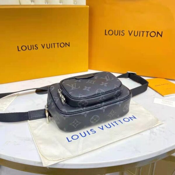 Louis Vuitton LV Women Outdoor Pouch Taigarama Noir Black Coated Canvas Cowhide Leather - Image 4